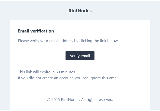 Verification email